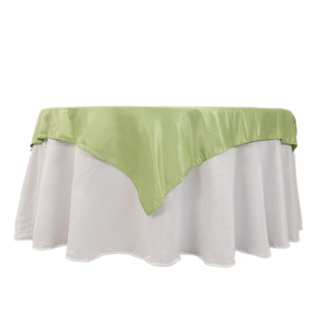 54" Sage Green Lamour Satin Square Table Overlay