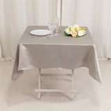 Silver Seamless Lamour Satin Square Tablecloth - 54inch