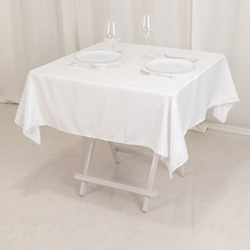 54" White Seamless Lamour Satin Square Tablecloth