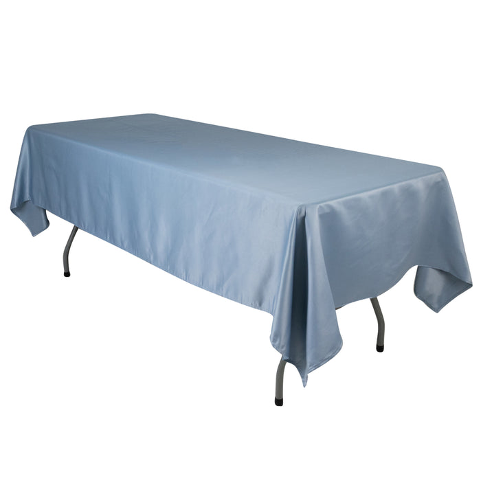 60"x102" Dusty Blue Lamour Satin Rectangle Tablecloth