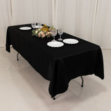 60x102inch Black Seamless Lamour Satin Rectangle Tablecloth