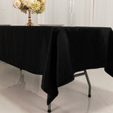 60x102inch Black Seamless Lamour Satin Rectangle Tablecloth