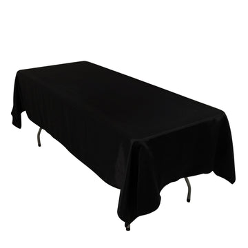 60"x102" Black Seamless Lamour Satin Rectangle Tablecloth