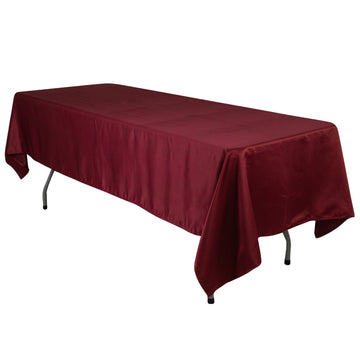 Lamour Satin 60"x102" Rectangle Tablecloth Burgundy - Durable & Silky Soft Feel Table Cover