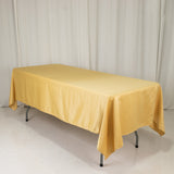 60"x102" Champagne Lamour Satin Rectangle Tablecloth