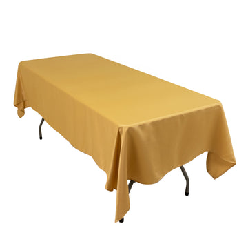 60"x102" Champagne Seamless Lamour Satin Rectangle Tablecloth