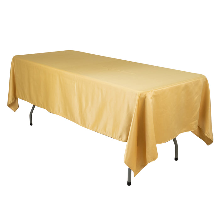 60"x102" Champagne Lamour Satin Rectangle Tablecloth