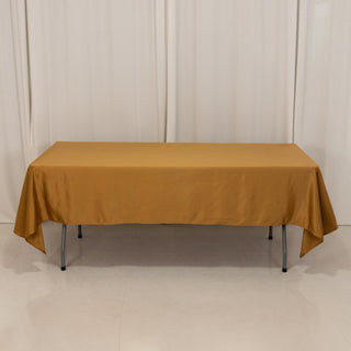 <h3 style="margin-left:0px;"><strong>Sophisticated Gold Seamless Lamour Satin Rectangular Tablecloth</strong>