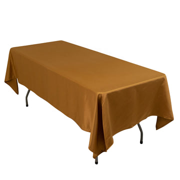 60"x102" Gold Seamless Lamour Satin Rectangle Tablecloth