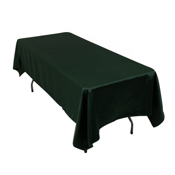 60"x102" Hunter Emerald Green Seamless Lamour Satin Rectangle Tablecloth