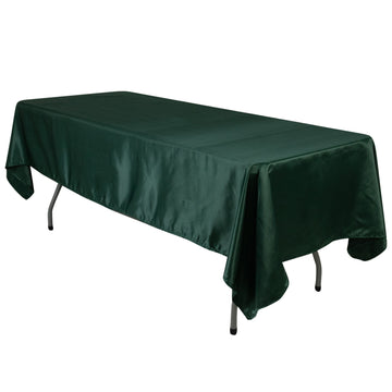 Lamour Satin 60"x102" Rectangle Tablecloth Hunter Emerald Green - Durable & Silky Soft Feel Table