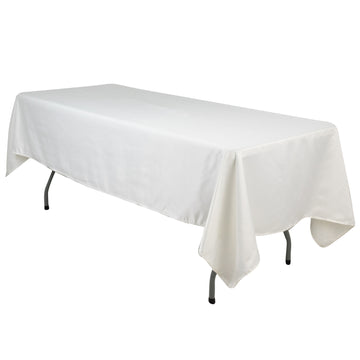 Lamour Satin 60"x102" Rectangle Tablecloth Ivory - Durable & Silky Soft Feel Table Cover