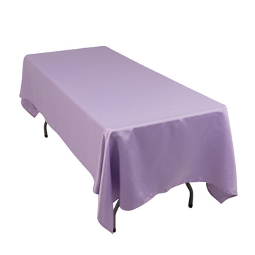 Lamour Satin 60"x102" Rectangle Tablecloth Lavender Lilac - Durable & Silky Soft Feel Table Cover