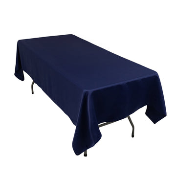 60"x102" Navy Blue Seamless Lamour Satin Rectangle Tablecloth