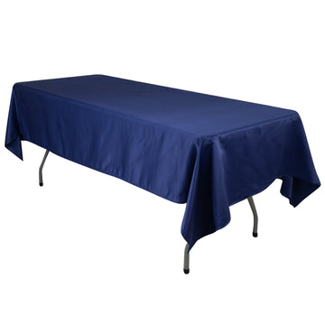 Lamour Satin 60"x102" Rectangle Tablecloth Navy Blue - Durable & Silky Soft Feel Table Cover