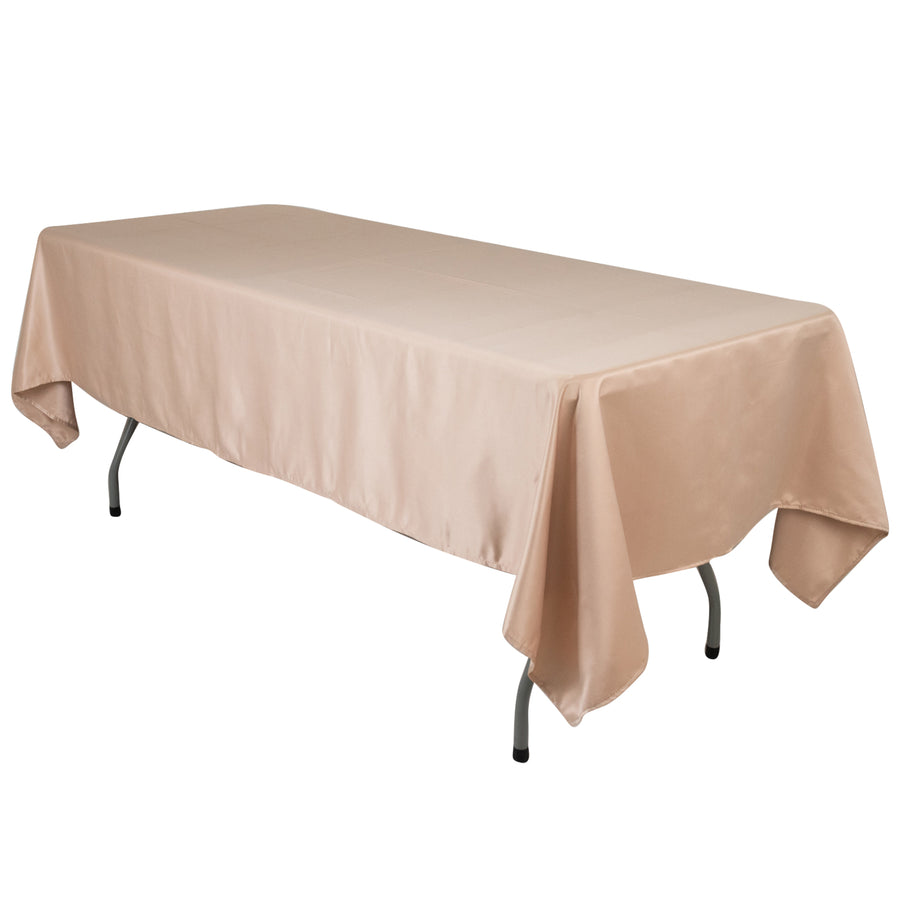 60"x102" Nude Lamour Satin Rectangle Tablecloth