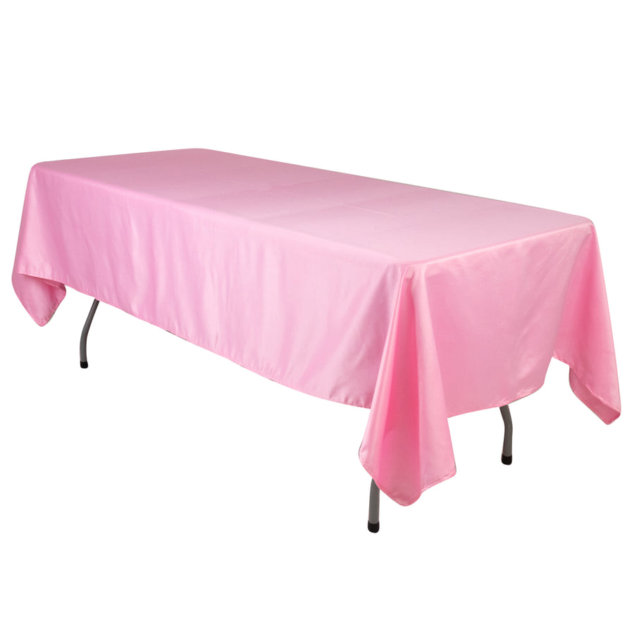 60"x102" Pink Lamour Satin Rectangle Tablecloth