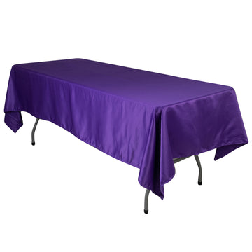 Lamour Satin 60"x102" Rectangle Tablecloth Purple - Durable & Silky Soft Feel Table Cover