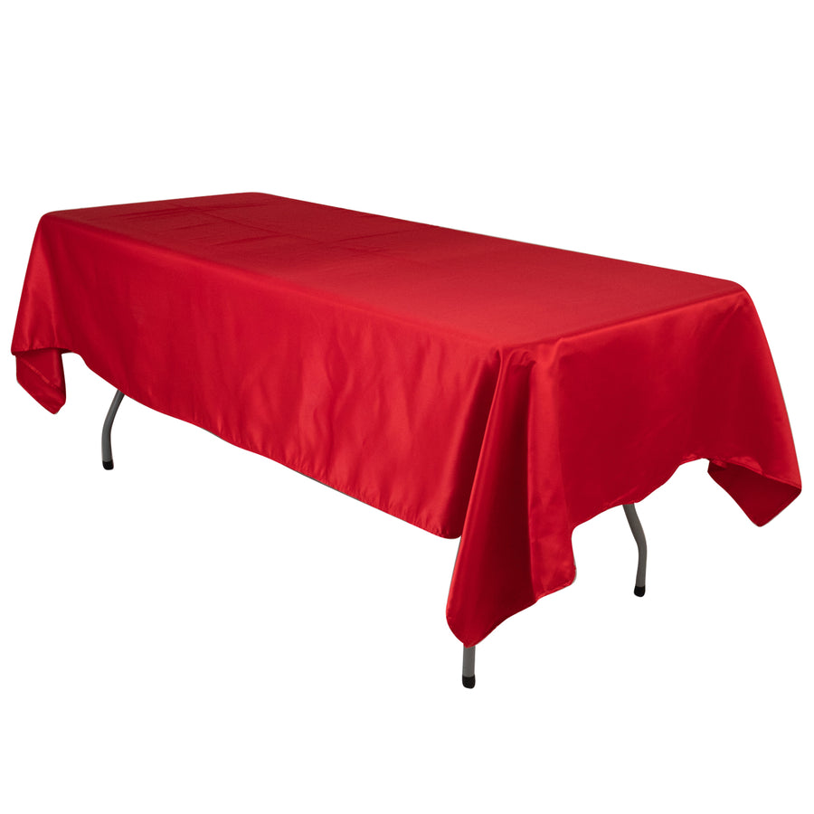 60"x102" Red Lamour Satin Rectangle Tablecloth