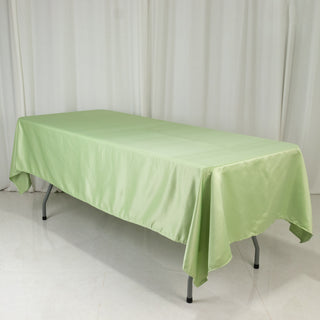 <h3 style="margin-left:0px;"><strong>Sophisticated Sage Green Lamour Satin Rectangular Tablecloth</strong>