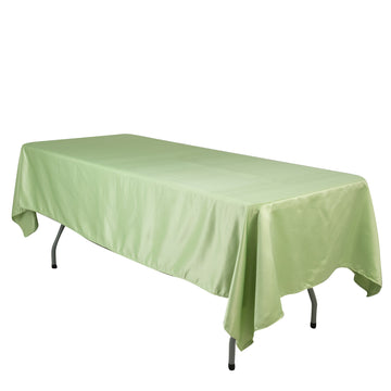 Lamour Satin 60"x102" Rectangle Tablecloth Sage Green - Durable & Silky Soft Feel Table Cover