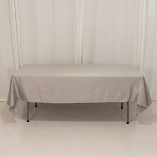 <h3 style="margin-left:0px;"><strong>Sophisticated Silver Seamless Lamour Satin Rectangular Tablecloth</strong>