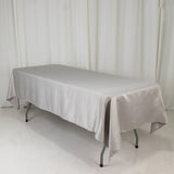 60"x102" Silver Lamour Satin Rectangle Tablecloth