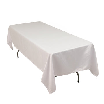 60"x102" White Seamless Lamour Satin Rectangle Tablecloth