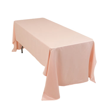 60"x126" Blush Seamless Lamour Satin Rectangle Tablecloth