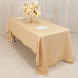 60x126inch Beige Seamless Lamour Satin Rectangle Tablecloth