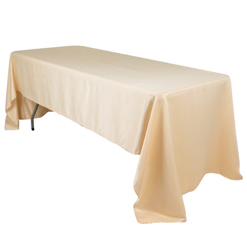 Lamour Satin 60"x126" Rectangle Tablecloth Beige - Soft & Silk-Like Table Cover