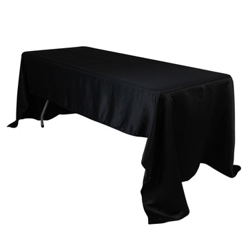 Lamour Satin 60"x126" Rectangle Tablecloth Black - Soft & Silk-Like Table Cover for Upscale Dining