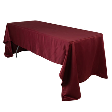 Lamour Satin 60"x126" Rectangle Tablecloth Burgundy - Soft & Silk-Like Table Cover