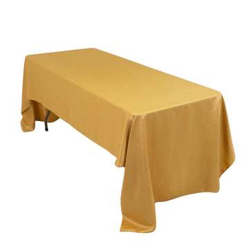 60"x126" Champagne Seamless Lamour Satin Rectangle Tablecloth