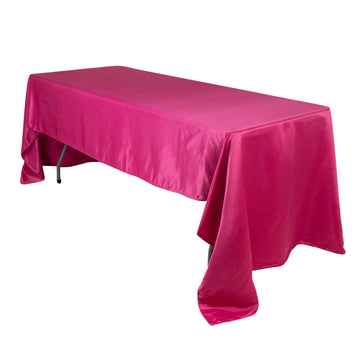 Lamour Satin 60"x126" Rectangle Tablecloth Fuchsia - Soft & Silk-Like Table Cover