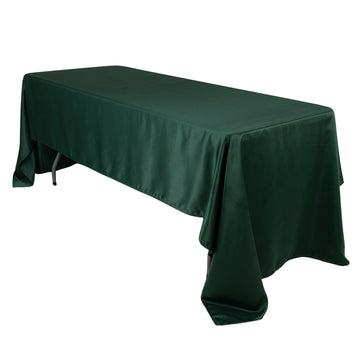 Lamour Satin 60"x126" Rectangle Tablecloth Hunter Emerald Green - Soft & Silk-Like Table Cover