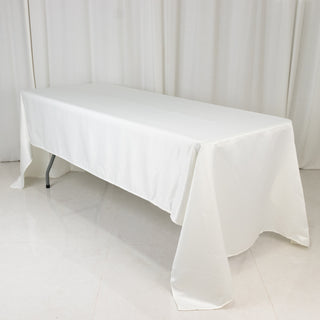 <h3 style="margin-left:0px;"><strong>Ivory Lamour Satin Rectangle Tablecloth</strong>