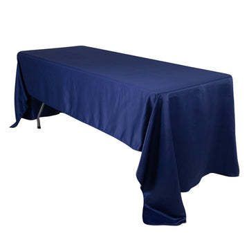 Lamour Satin 60"x126" Rectangle Tablecloth Navy Blue - Soft & Silk-Like Table Cover