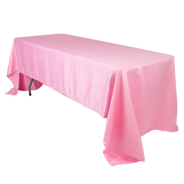 Lamour Satin 60"x126" Rectangle Tablecloth Pink - Soft & Silk-Like Table Cover