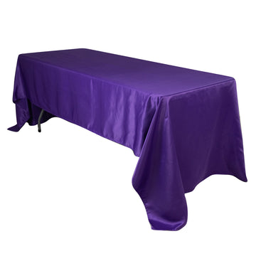 Lamour Satin 60"x126" Rectangle Tablecloth Purple - Soft & Silk-Like Table Cover