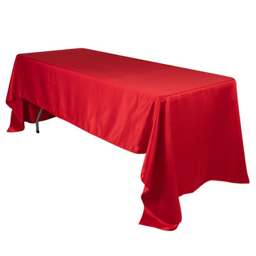 Lamour Satin 60"x126" Rectangle Tablecloth Red - Soft & Silk-Like Table Cover