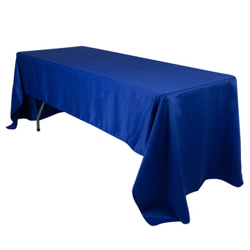 Lamour Satin 60"x126" Rectangle Tablecloth Royal Blue - Soft & Silk-Like Table Cover