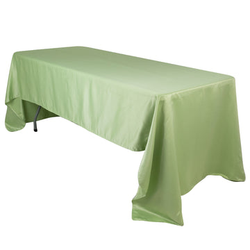 Lamour Satin 60"x126" Rectangle Tablecloth Sage Green - Soft & Silk-Like Table Cover