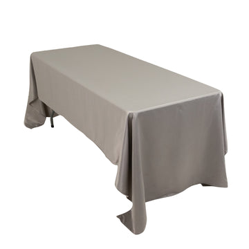 60"x126" Silver Seamless Lamour Satin Rectangle Tablecloth