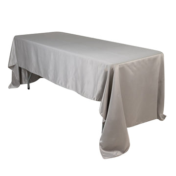 Lamour Satin 60"x126" Rectangle Tablecloth Silver - Soft & Silk-Like Table Cover