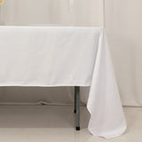 60x126inch White Seamless Lamour Satin Rectangle Tablecloth