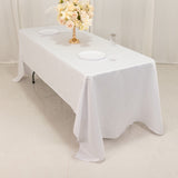 60x126inch White Seamless Lamour Satin Rectangle Tablecloth