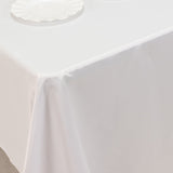 60x126inch White Seamless Lamour Satin Rectangle Tablecloth