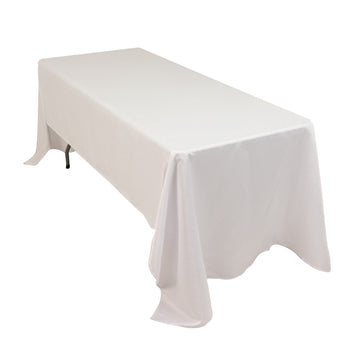 60"x126" White Seamless Lamour Satin Rectangle Tablecloth