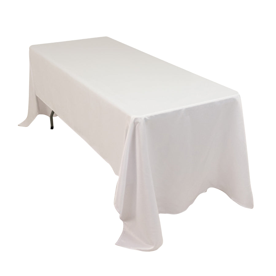 60x126inch White Seamless Lamour Satin Rectangle Tablecloth